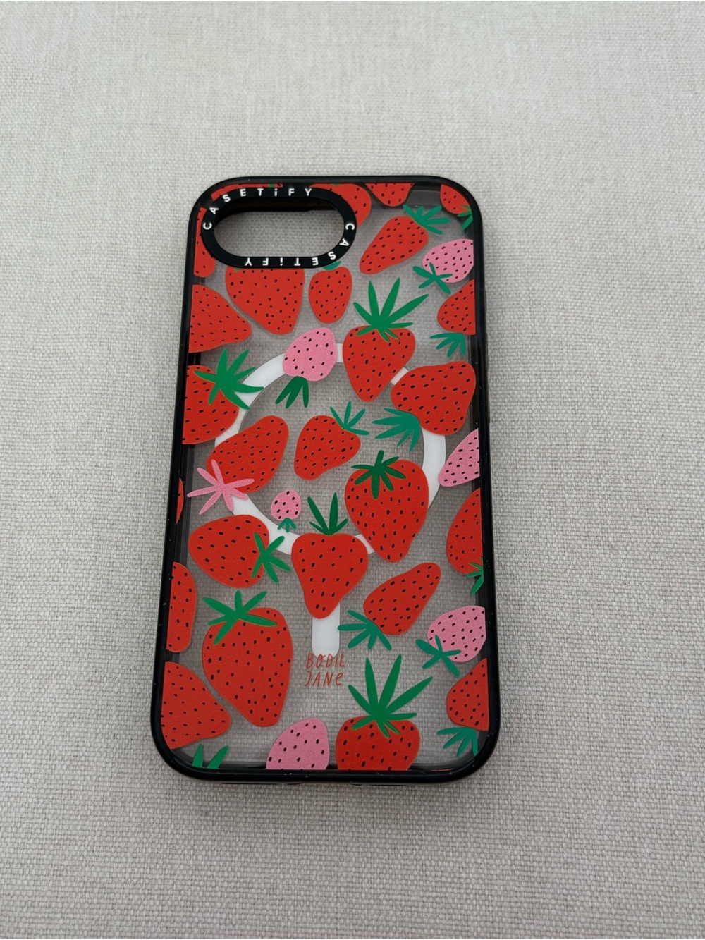CASETiFY Bodil Jane Strawberry Print iPhone 16e Phone Case